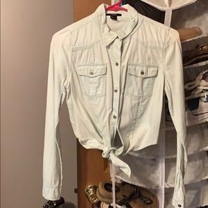 light wash “denim” crop top